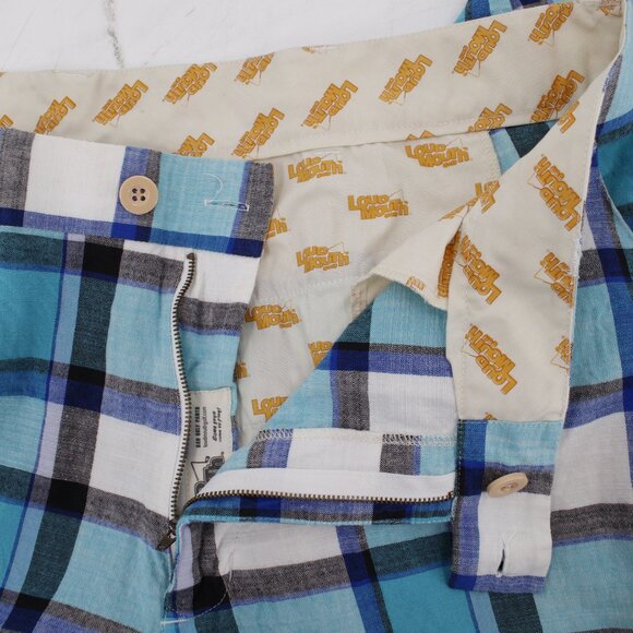 Loudmouth Pants Mens 40 L32 Bad Golf Cotton Flat Front Chino Retro Plaid Pockets - Picture 10 of 14